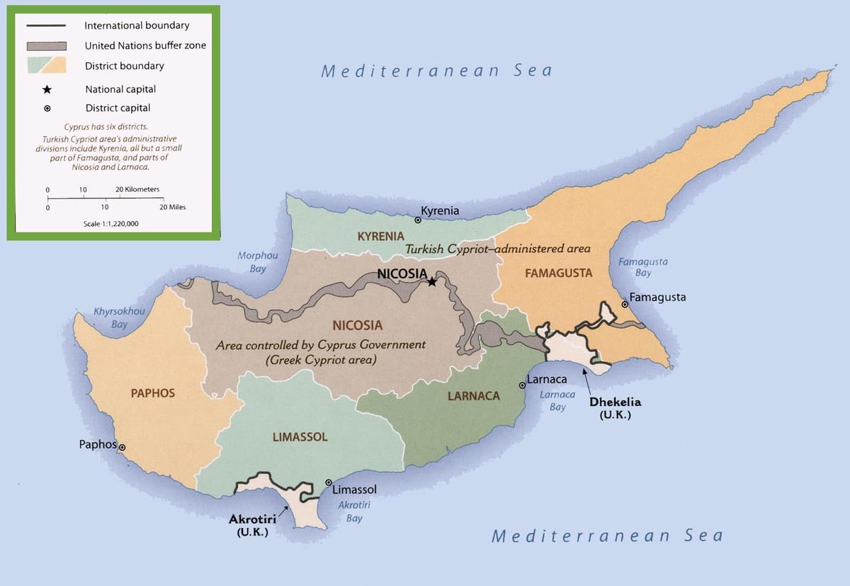 Mappa di Cipro confine