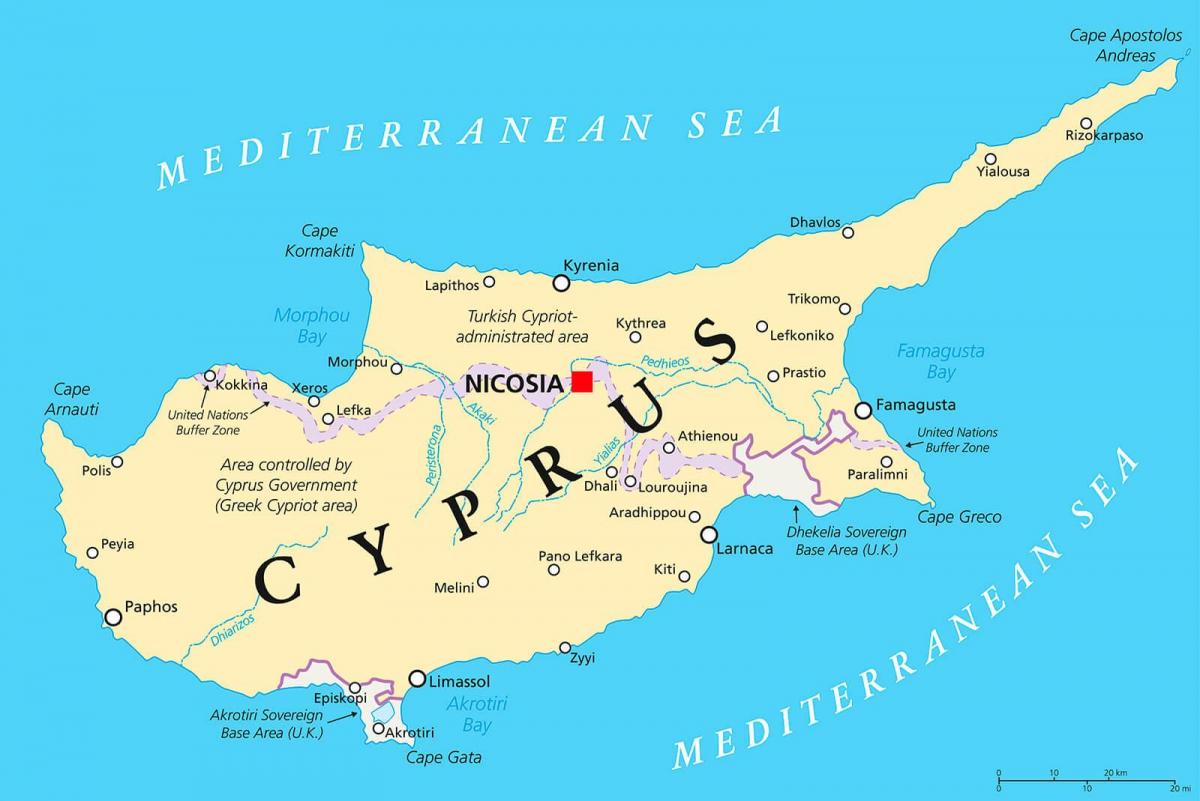 capitale di Cipro mappa