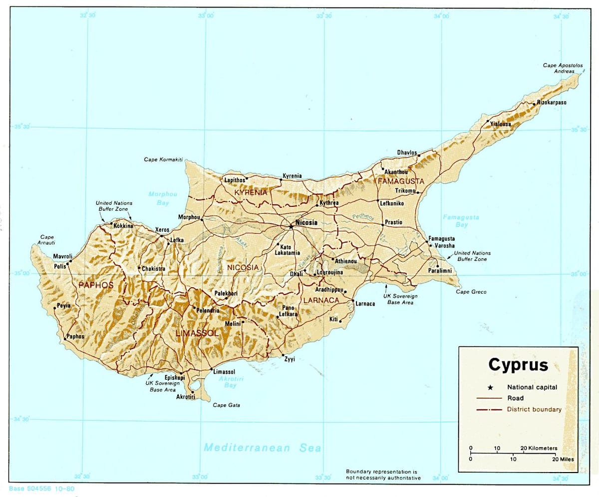 Mappa di Cipro continente