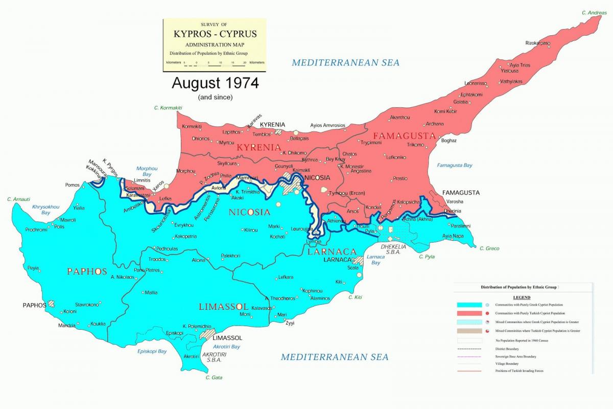 Mappa di Cipro divisione