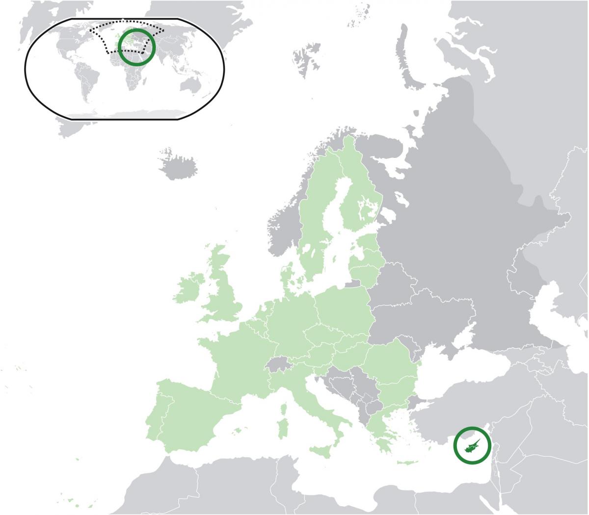 mappa dell'europa che mostra Cipro