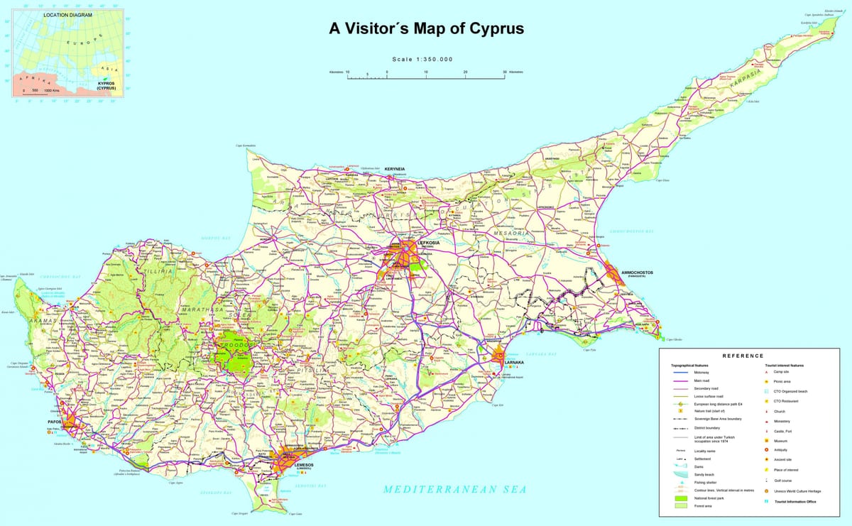 Mappa di Cipro mediterraneo