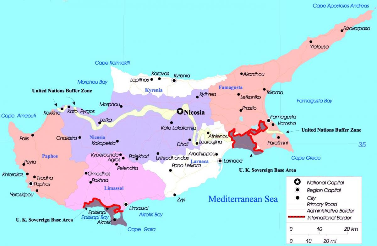 Mappa di Cipro politico