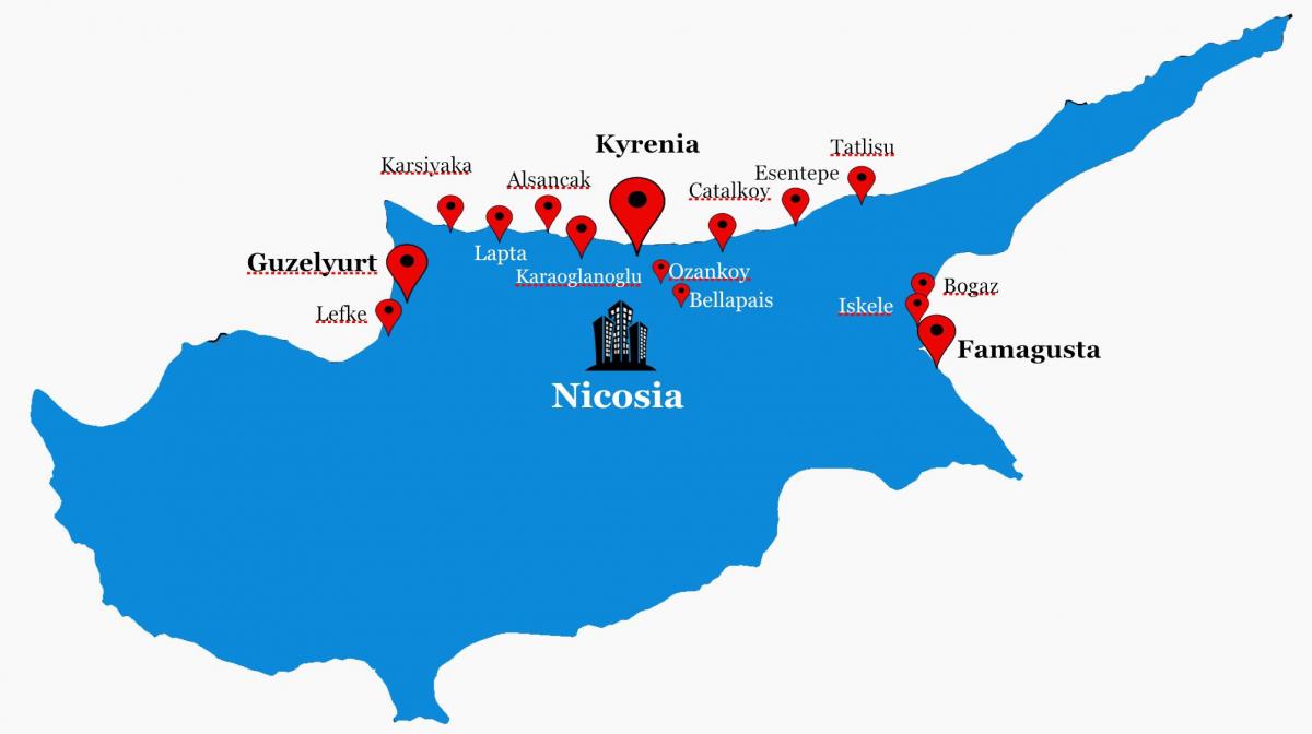 Cipro nord mappa stradale