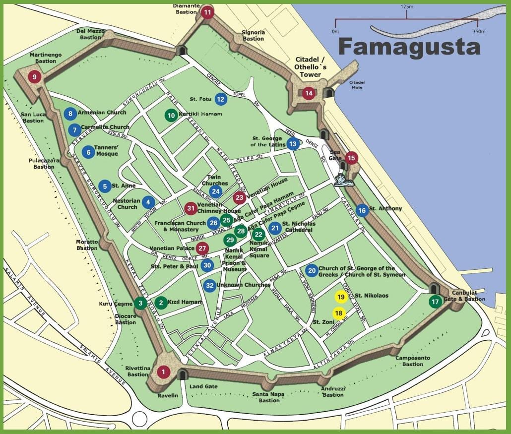 la mappa famagusta Cipro nord