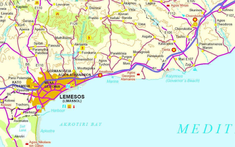 Cipro campi da golf mappa