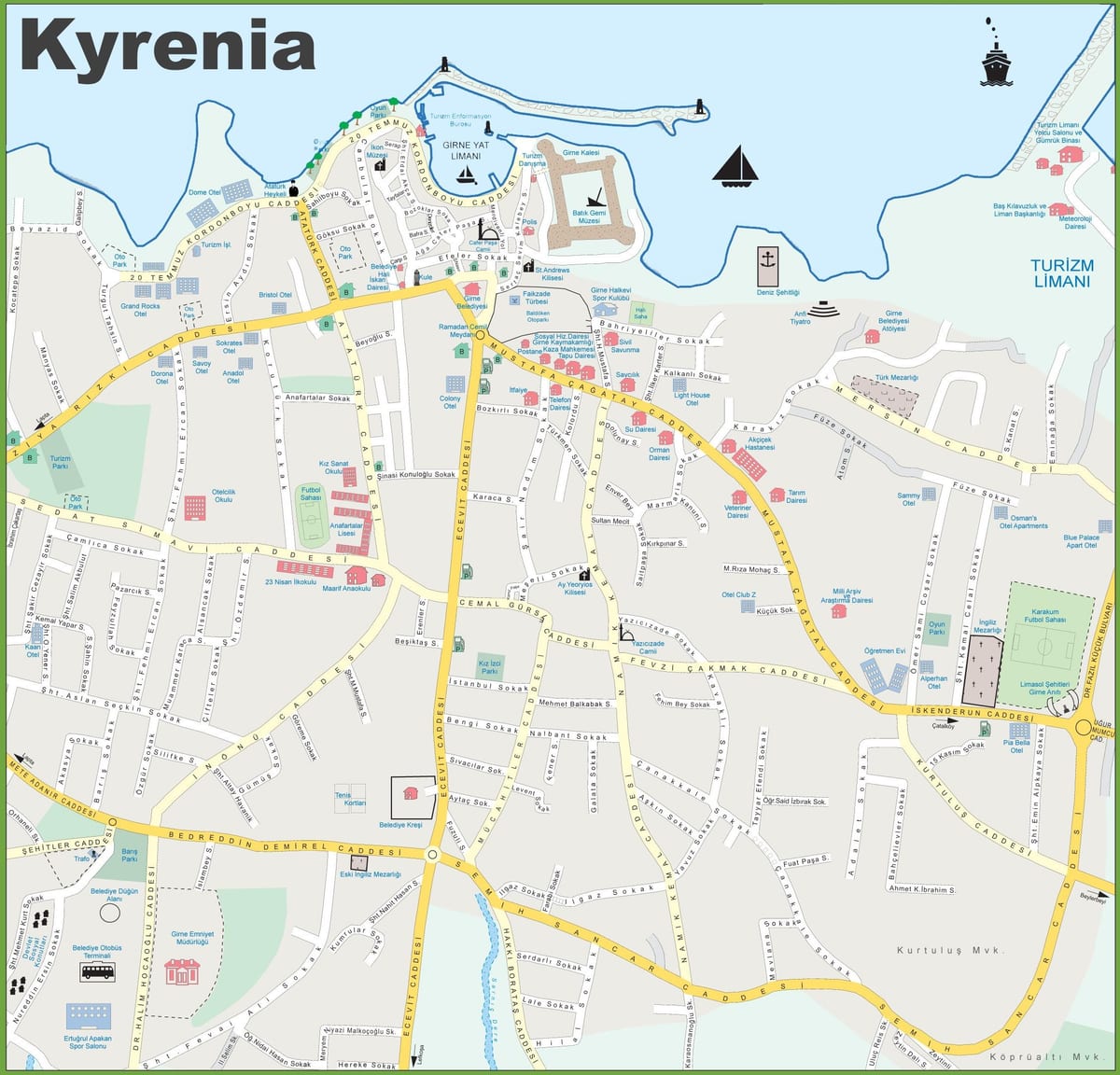 mappa di Cipro nord kyrenia