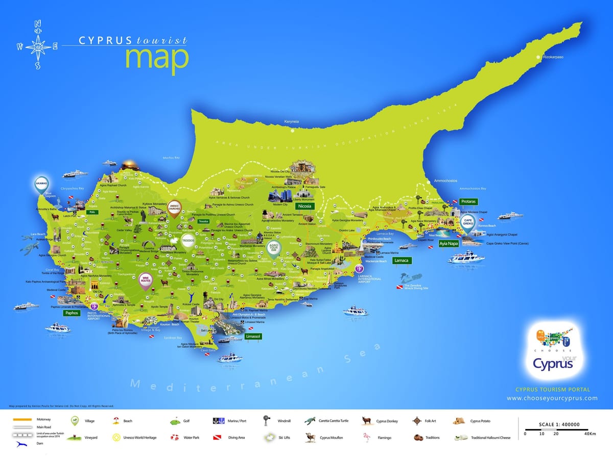 Mappa di spiaggia di lara Cipro