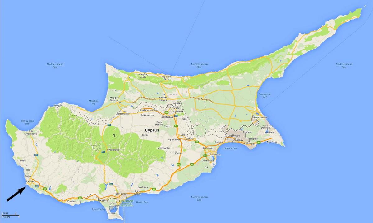 mappa Cipro paphos