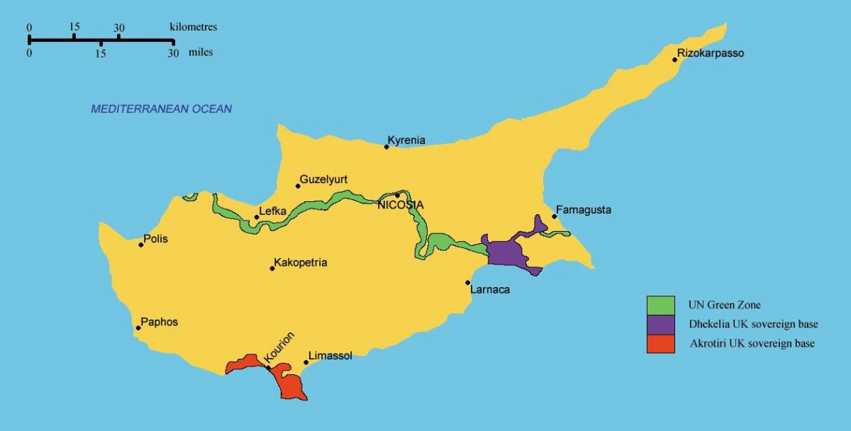 mappa della zona sud di Cipro
