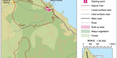 Mappa di afrodite Cipro trail 