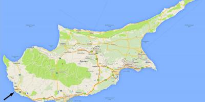 Mappa di Cipro mostrando aeroporti
