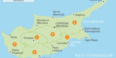 Mappa di Cipro regioni 