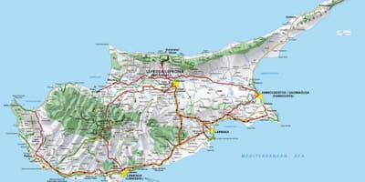 Mappa di Cipro valichi di frontiera