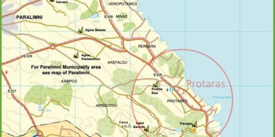 Mappa stradale di protaras, Cipro