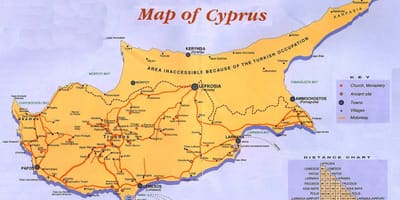 Mappa di Cipro villaggi